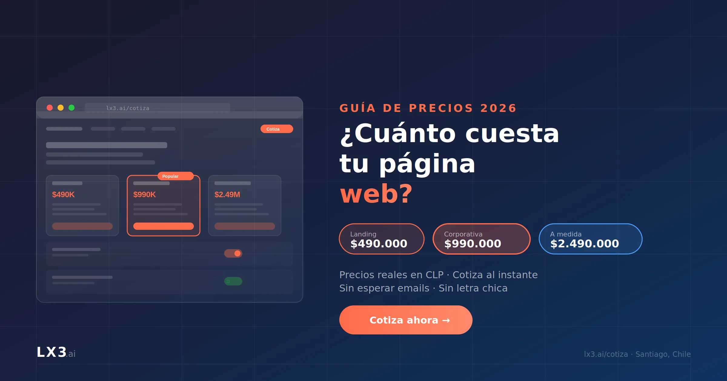 How much does it cost to create a website in Chile (2026): real prices and online calculator